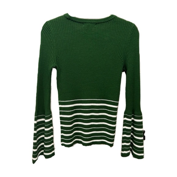 NWOT DESIGN HISTORY | WOMEN’S FLARE LONG SLEEVE | GREEN & WHITE STRIPE | S - Picture 3 of 8